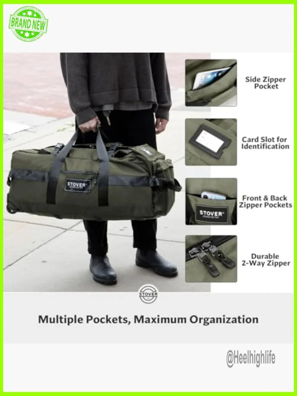 Extra Large Rolling Duffel Bag with Wheels, 100L Travel Luggage with Shoulder